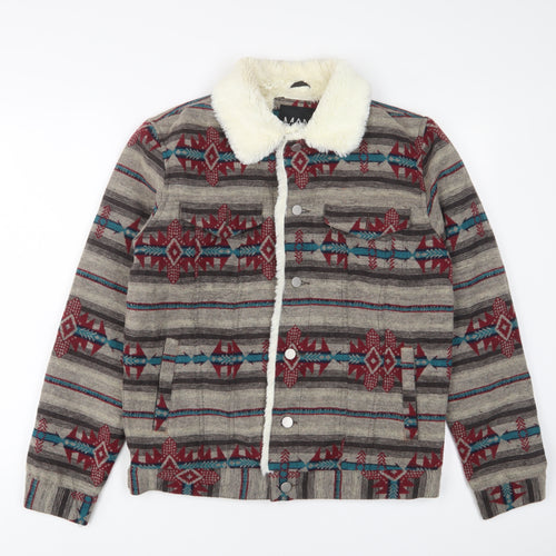 Boohoo Womens Multicoloured Fair Isle Jacket Size S Button