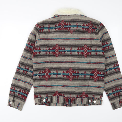 Boohoo Womens Multicoloured Fair Isle Jacket Size S Button