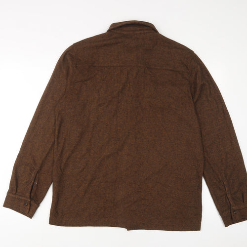Native Youth Mens Brown Polyester Button-Up Size L Collared Button