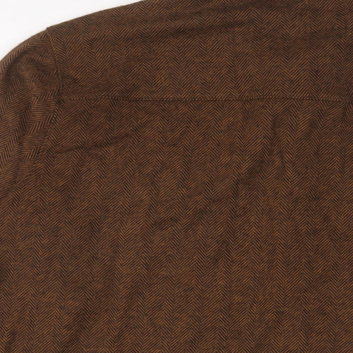 Native Youth Mens Brown Polyester Button-Up Size L Collared Button