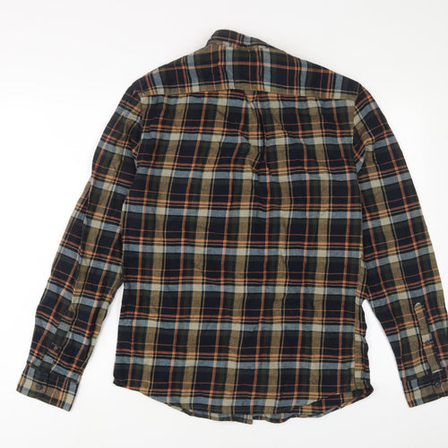 Marks and Spencer Mens Multicoloured Plaid Cotton Button-Up Size S Collared Button