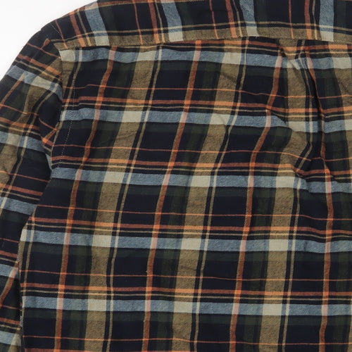 Marks and Spencer Mens Multicoloured Plaid Cotton Button-Up Size S Collared Button
