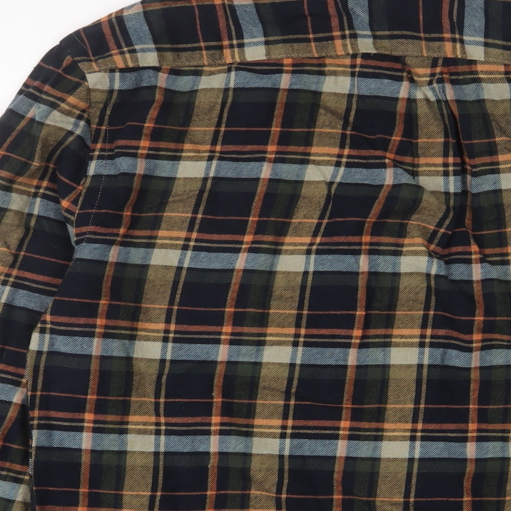 Marks and Spencer Mens Multicoloured Plaid Cotton Button-Up Size S Collared Button