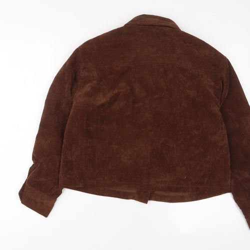Stradivarius Womens Brown Cotton Basic Button-Up Size M Collared