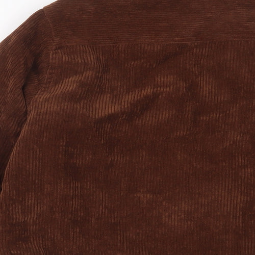 Stradivarius Womens Brown Cotton Basic Button-Up Size M Collared