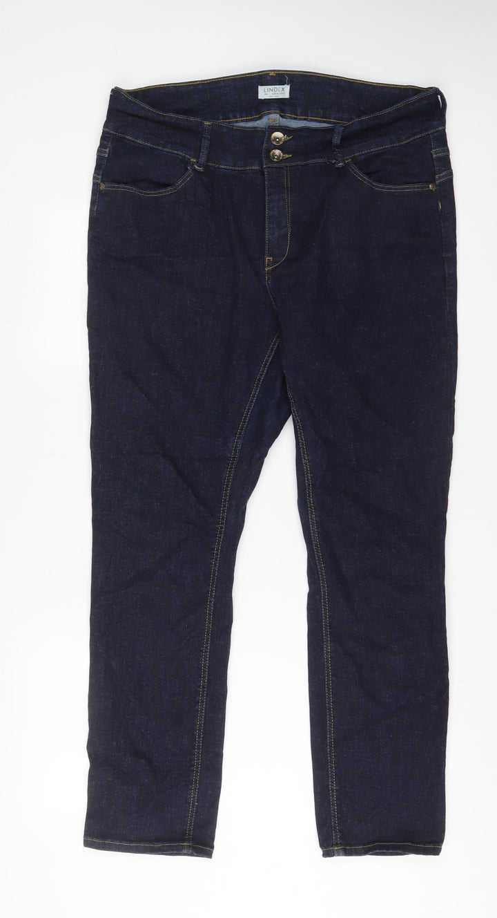 Lindex Womens Blue Cotton Straight Jeans Size 36 in L30 in Regular Zip