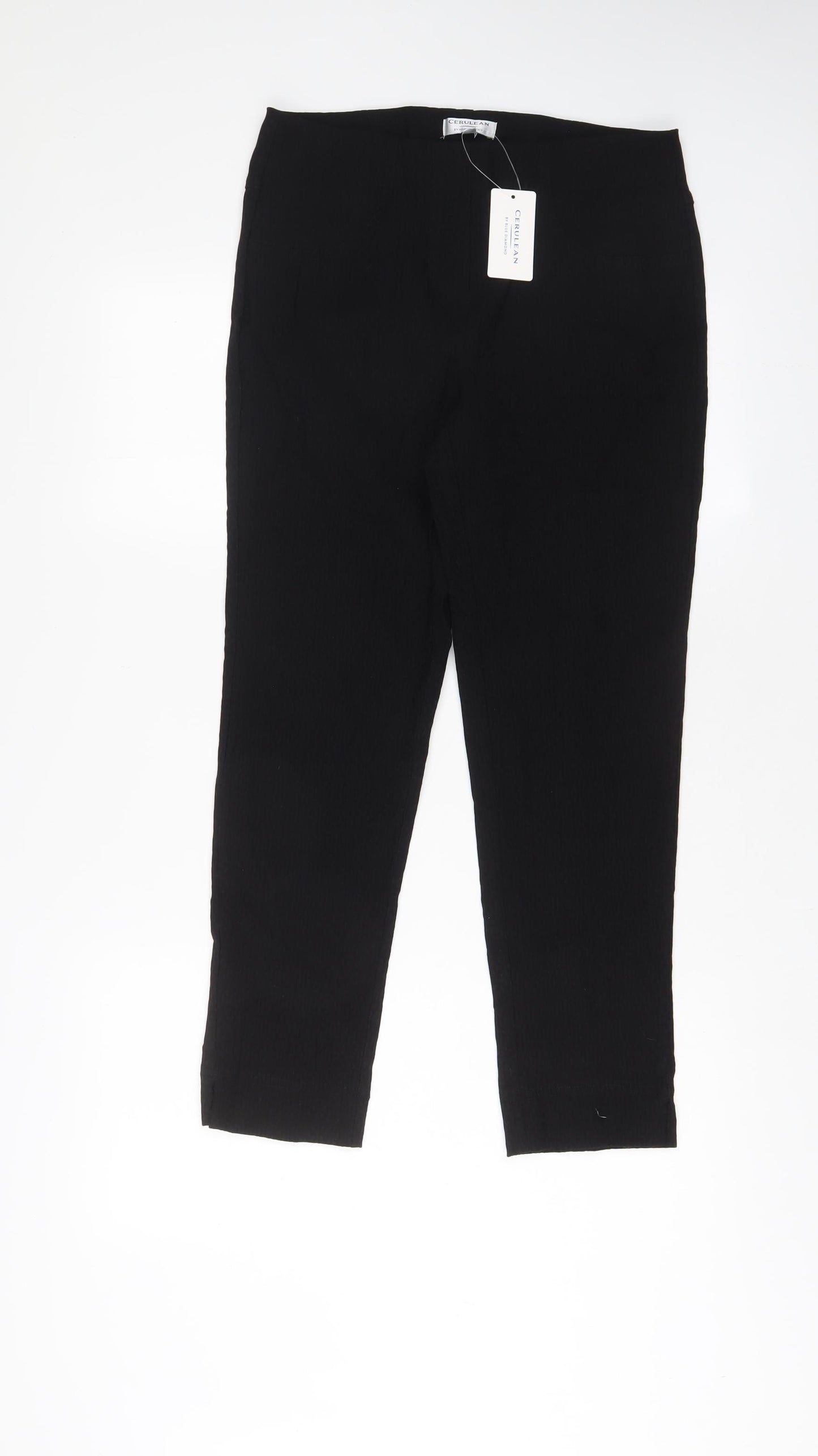 Cerulean Womens Black Viscose Trousers Size 12 L26 in Regular