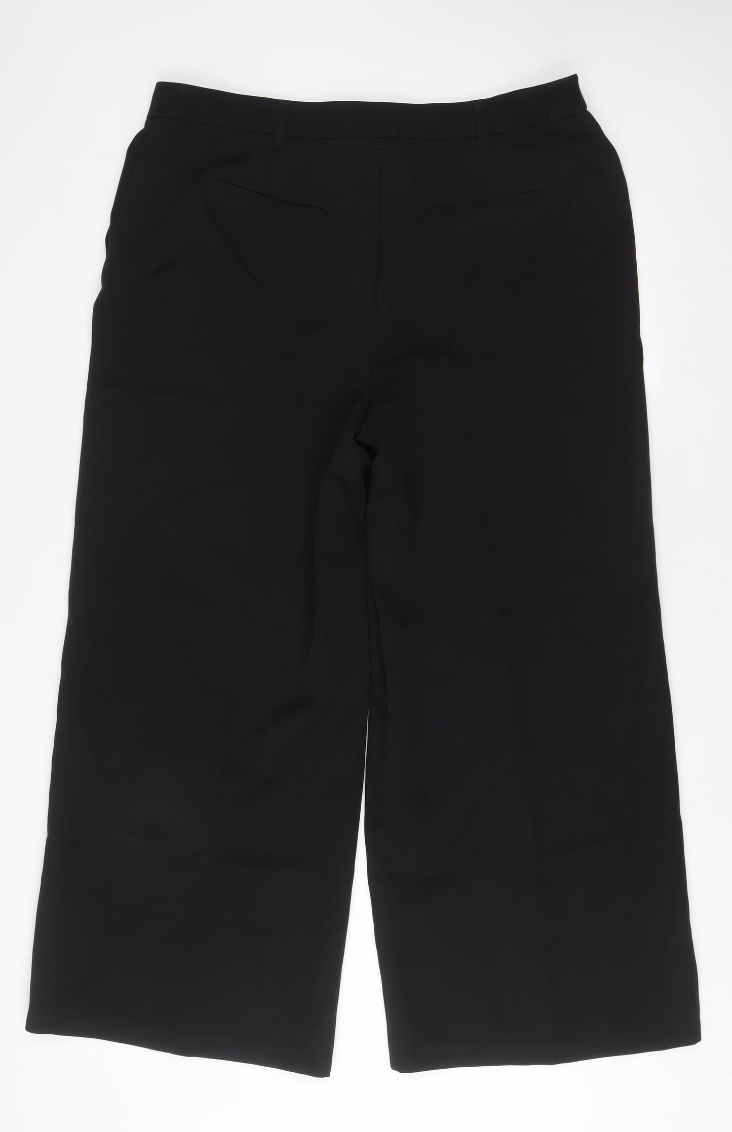 New Look Womens Black Polyester Trousers Size 18 L28 in Regular Hook & Eye