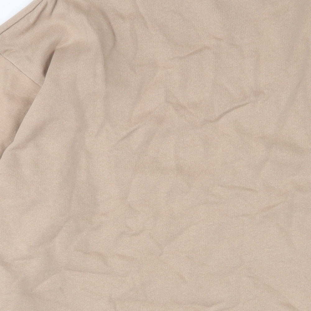 Bershka Womens Beige Cotton Jumper Dress Size S Round Neck Pullover