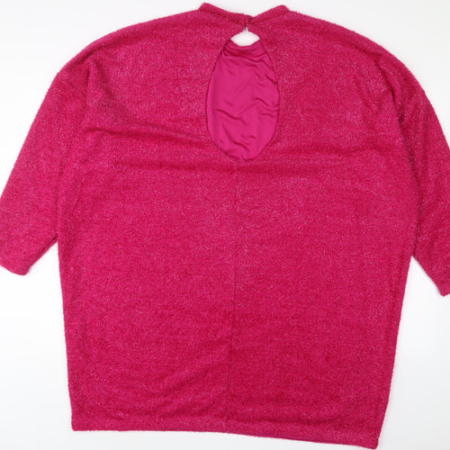 H&M Womens Pink Polyester Jumper Dress Size XL Round Neck Button