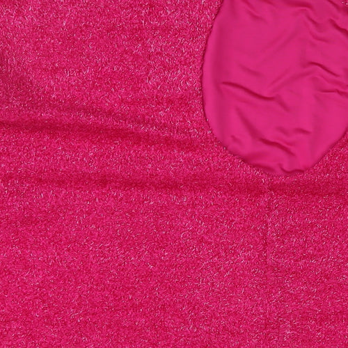 H&M Womens Pink Polyester Jumper Dress Size XL Round Neck Button