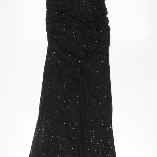 R&M Richards Womens Black Polyester A-Line Size 14 Cowl Neck Zip - Sequins