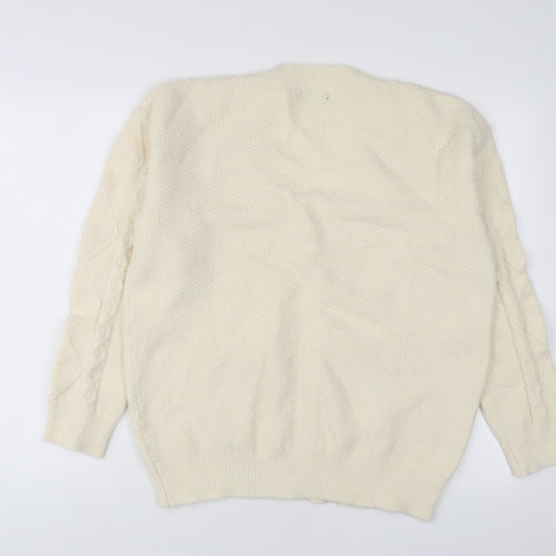 Nasty Gal Womens Ivory V-Neck Acrylic Pullover Jumper Size M