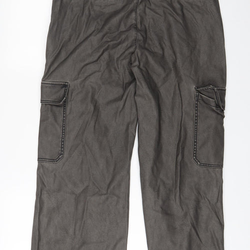 Stradivarius Womens Red Polyester Cargo Trousers Size 14 L31 in Regular Zip