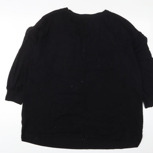 Yours Womens Black Crew Neck Acrylic Pullover Jumper Size 20 - Beaded