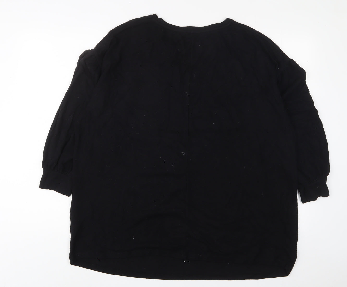 Yours Womens Black Crew Neck Acrylic Pullover Jumper Size 20 - Beaded