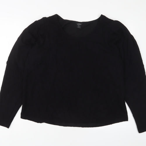 Lindex Womens Black Polyester Basic T-Shirt Size XL Crew Neck - Shoulder Pads