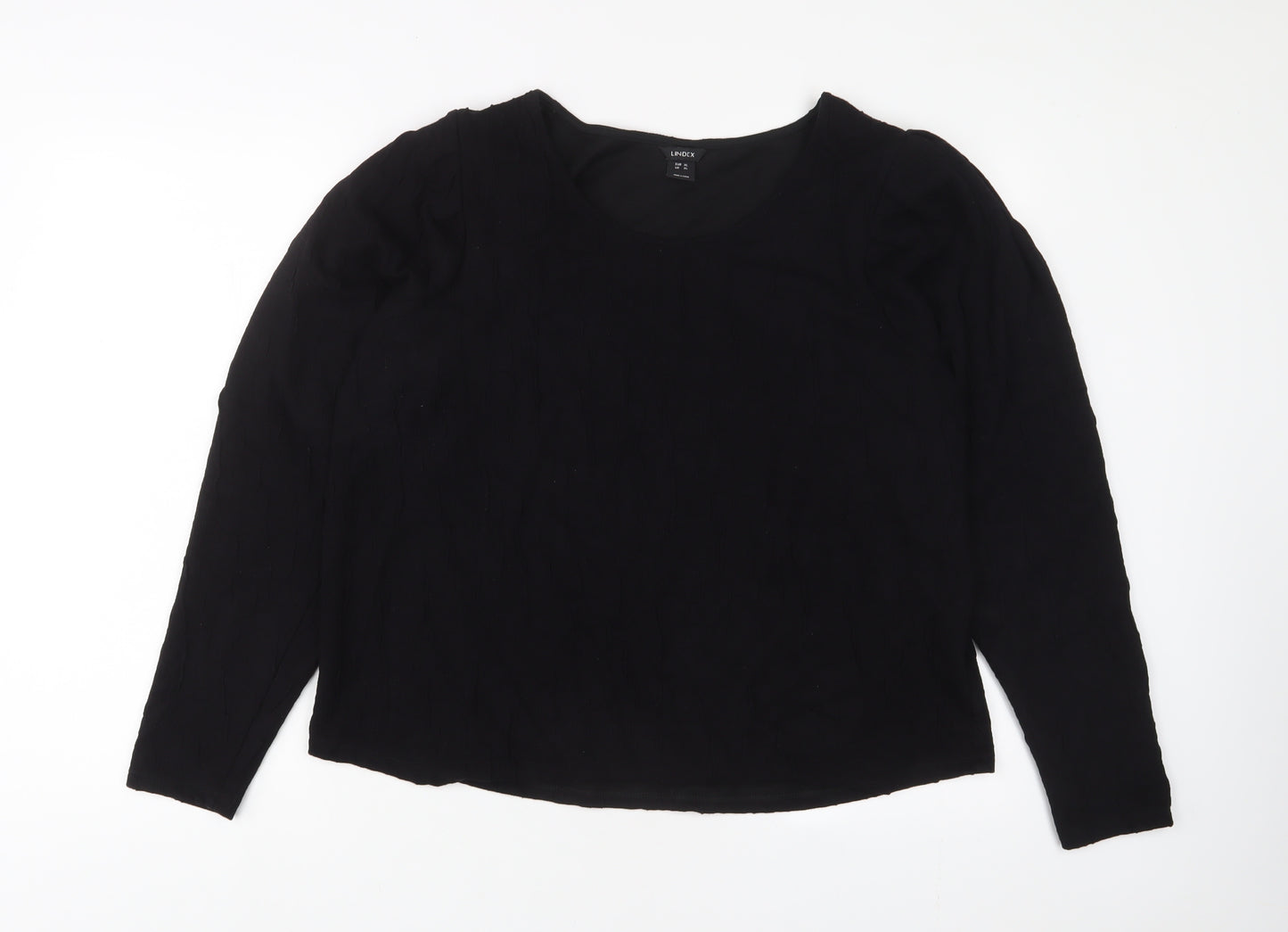 Lindex Womens Black Polyester Basic T-Shirt Size XL Crew Neck - Shoulder Pads
