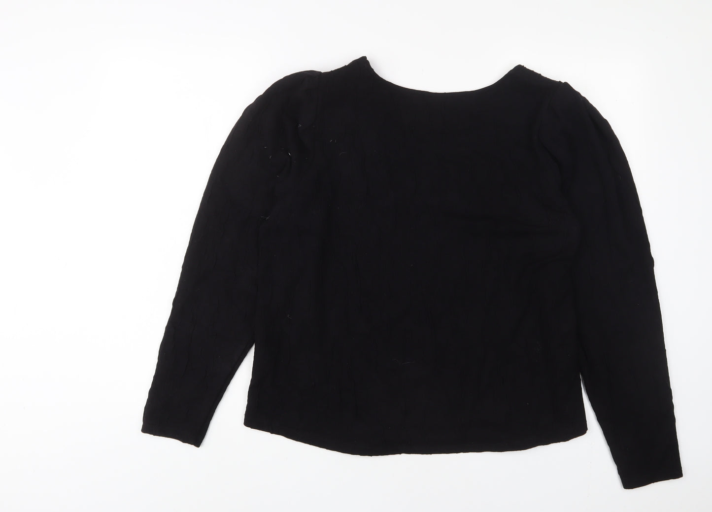 Lindex Womens Black Polyester Basic T-Shirt Size XL Crew Neck - Shoulder Pads