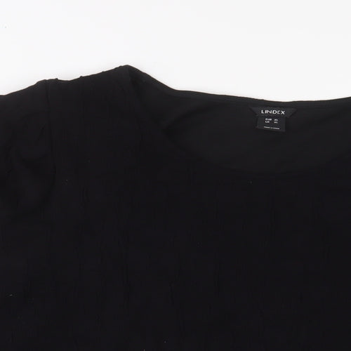 Lindex Womens Black Polyester Basic T-Shirt Size XL Crew Neck - Shoulder Pads