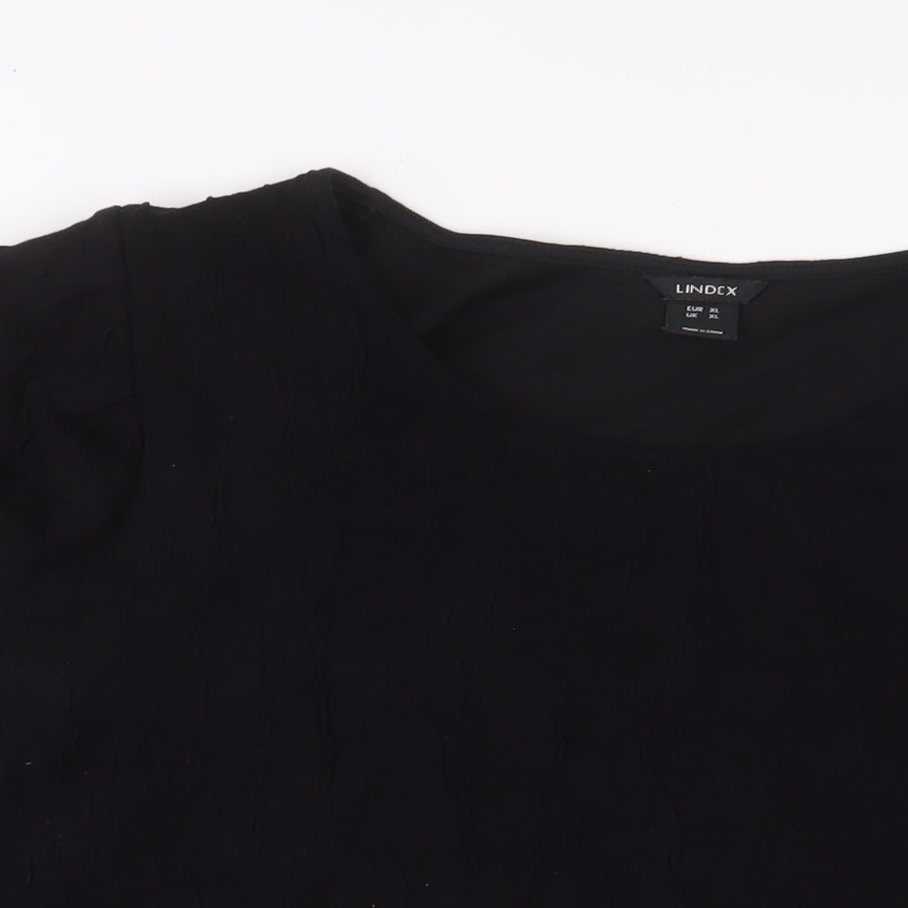 Lindex Womens Black Polyester Basic T-Shirt Size XL Crew Neck - Shoulder Pads