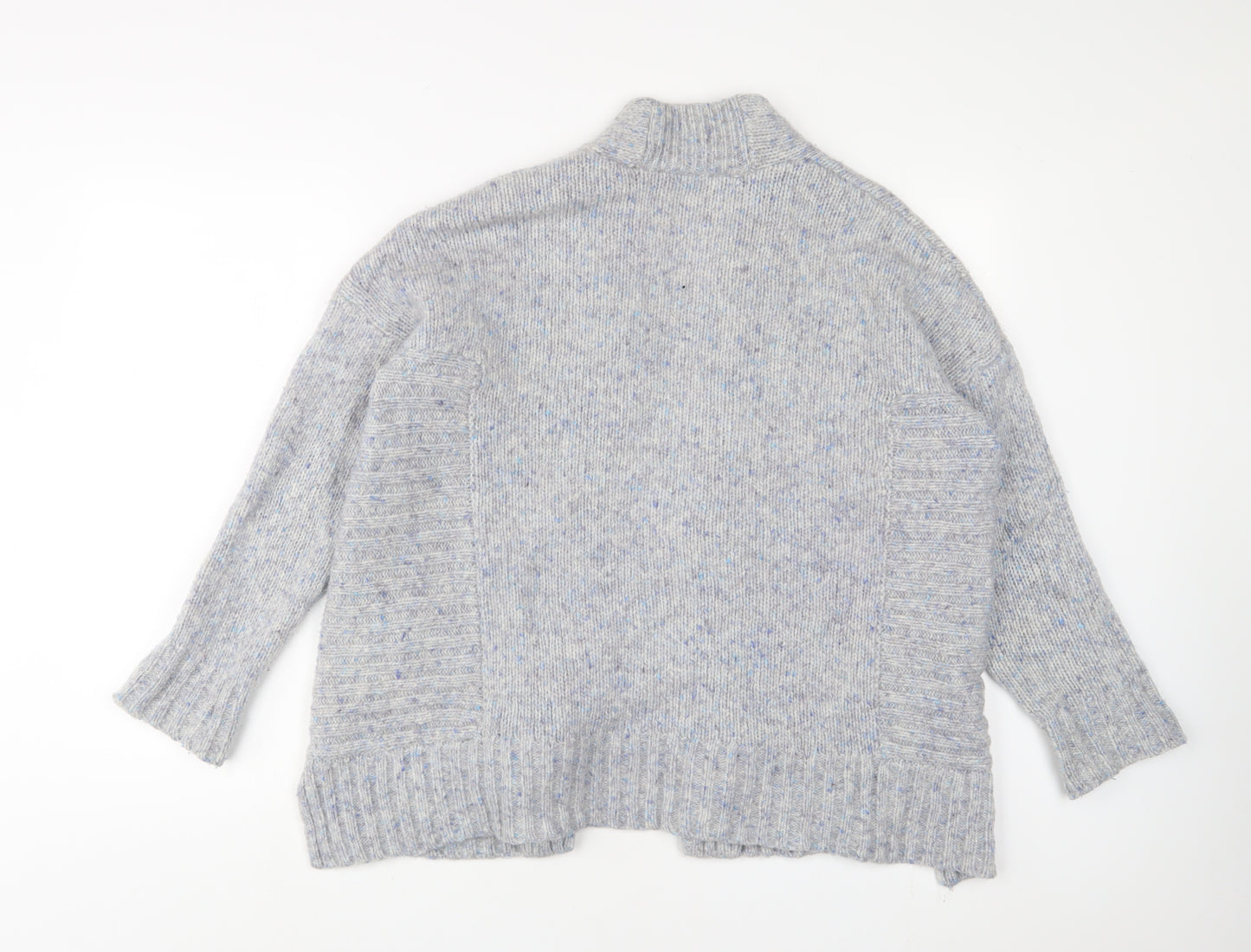 WHITE LABEL Womens Blue V-Neck Wool Cardigan Jumper Size M - Open