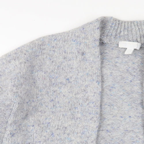 WHITE LABEL Womens Blue V-Neck Wool Cardigan Jumper Size M - Open