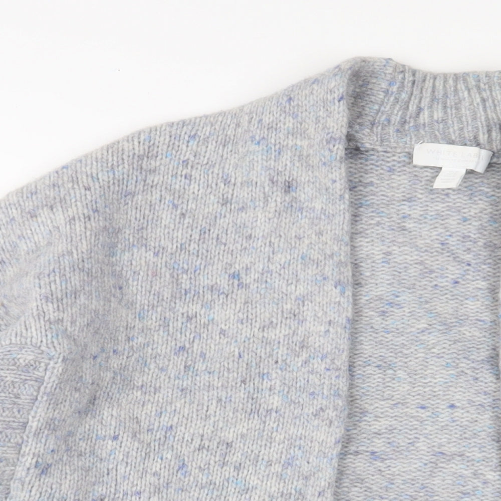 WHITE LABEL Womens Blue V-Neck Wool Cardigan Jumper Size M - Open