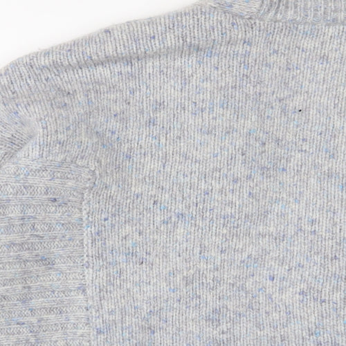WHITE LABEL Womens Blue V-Neck Wool Cardigan Jumper Size M - Open