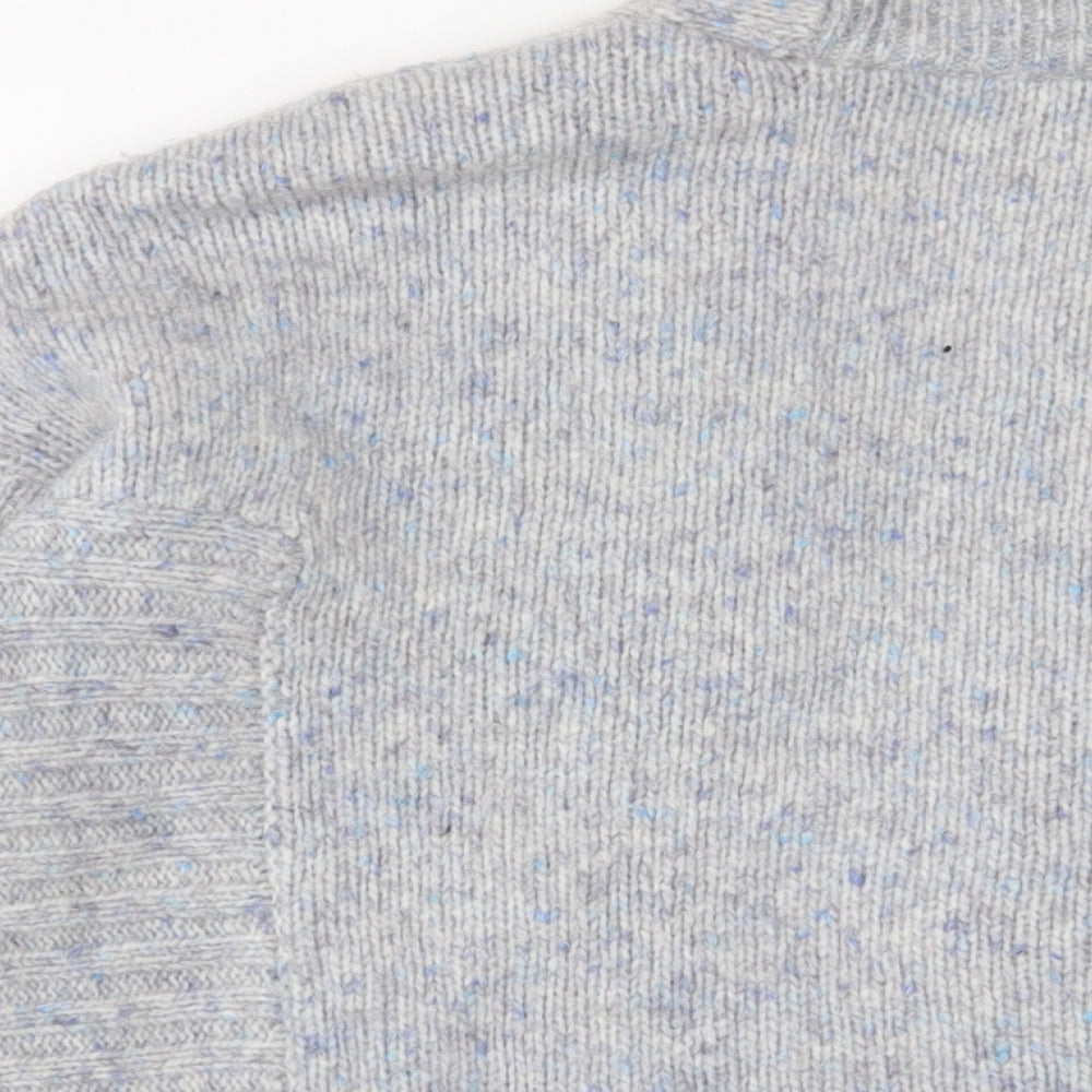 WHITE LABEL Womens Blue V-Neck Wool Cardigan Jumper Size M - Open