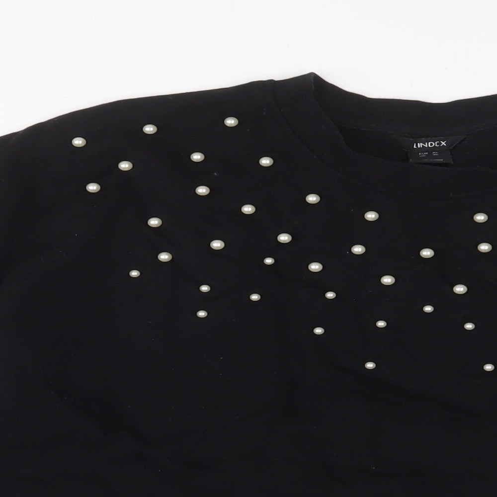 Lindex Womens Black Polyester Pullover Sweatshirt Size XL Pullover - Beaded