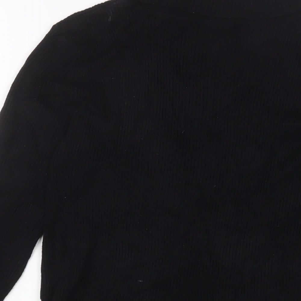 Marks and Spencer Womens Black Roll Neck Nylon Pullover Jumper Size 10 - Stretch