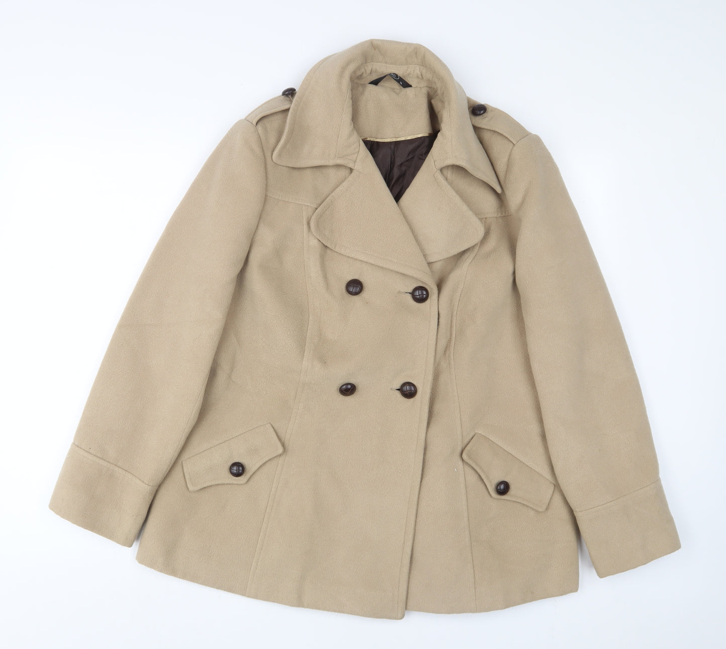 Bonmarché Womens Beige Overcoat Coat Size 16 Button