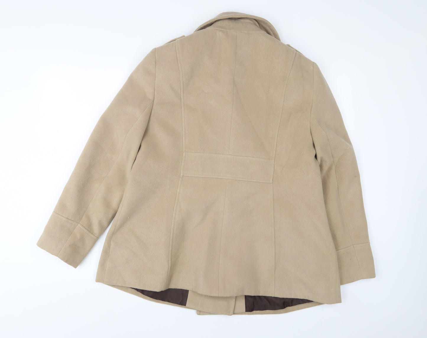 Bonmarché Womens Beige Overcoat Coat Size 16 Button