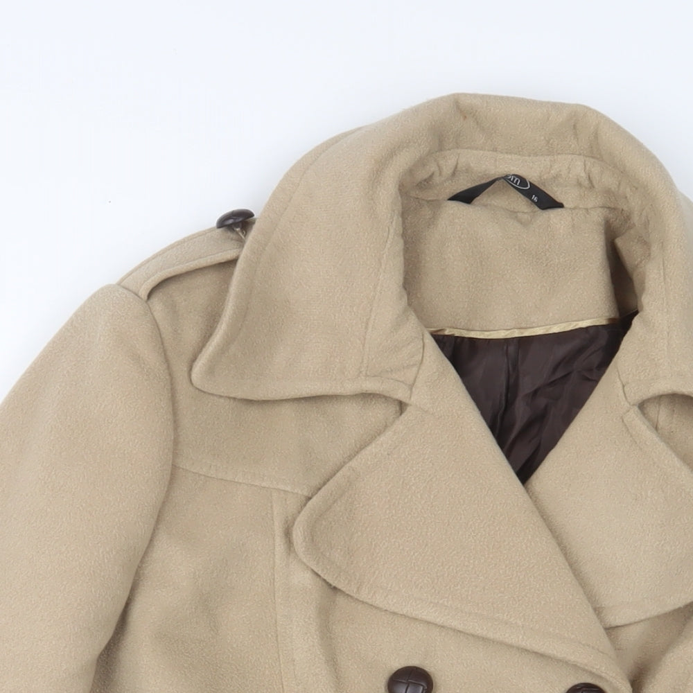 Bonmarché Womens Beige Overcoat Coat Size 16 Button