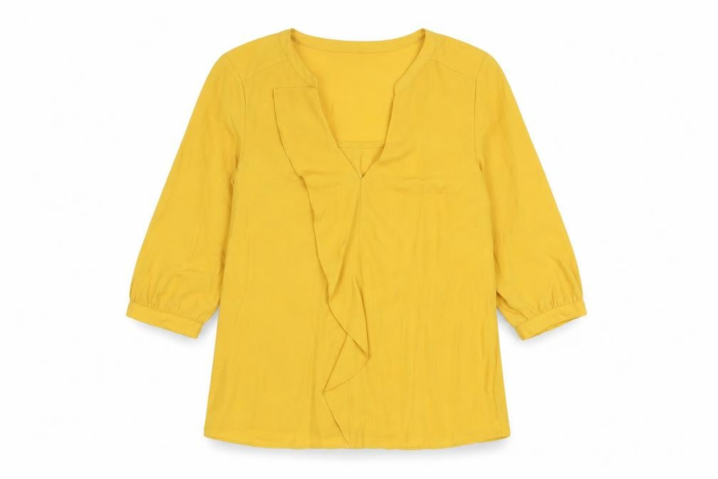 Oasis Womens Yellow Polyester Basic Blouse Size 10 V-Neck
