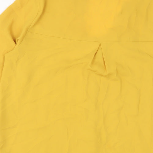 Oasis Womens Yellow Polyester Basic Blouse Size 10 V-Neck