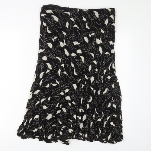 Marks and Spencer Womens Black Geometric Polyester A-Line Skirt Size 6