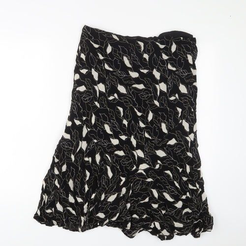 Marks and Spencer Womens Black Geometric Polyester A-Line Skirt Size 6