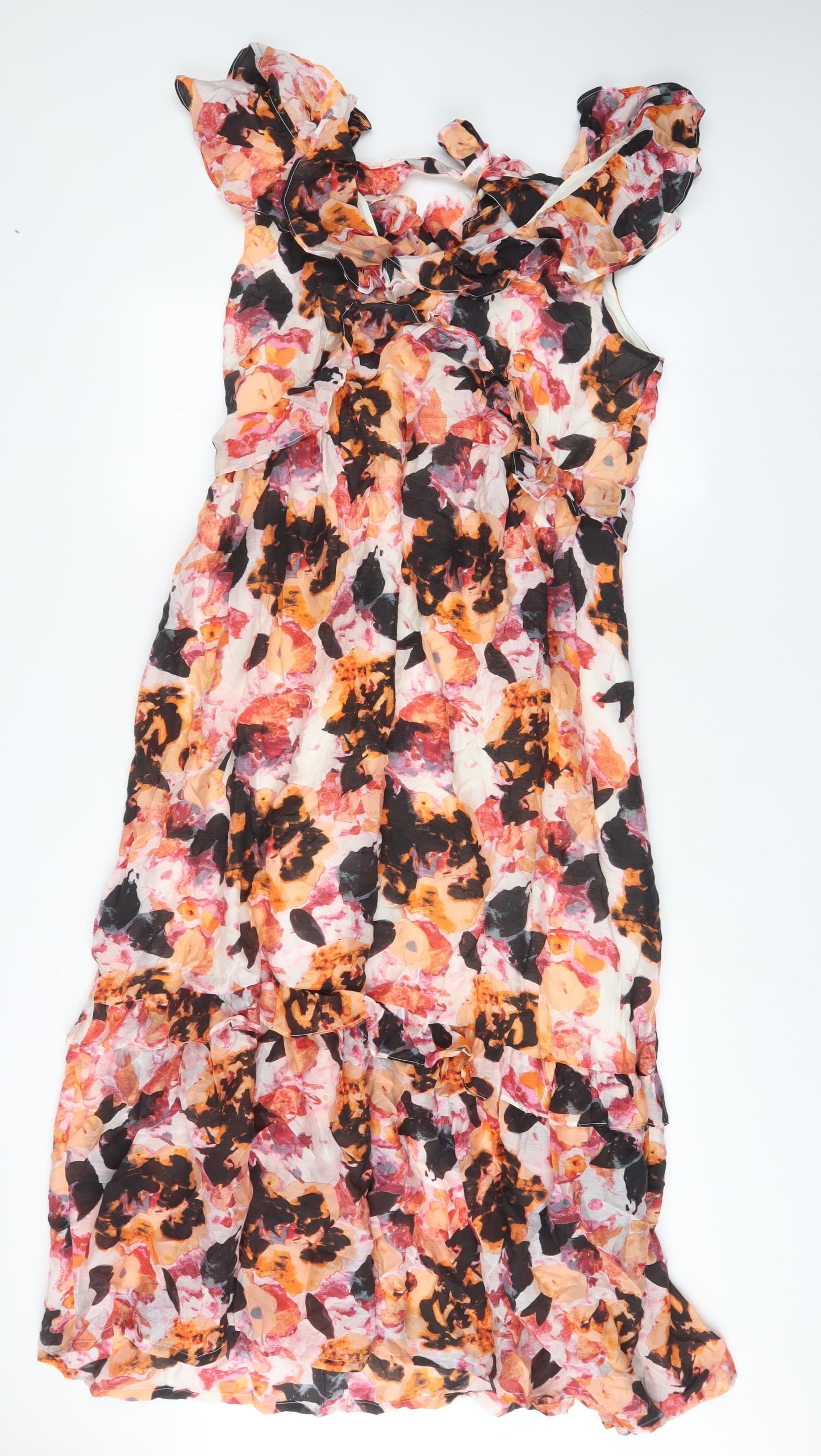 Per Una Womens Multicoloured Geometric Polyamide A-Line Size 14 V-Neck Tie