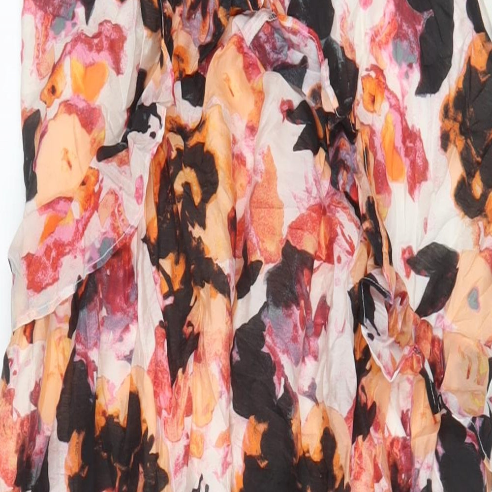 Per Una Womens Multicoloured Geometric Polyamide A-Line Size 14 V-Neck Tie