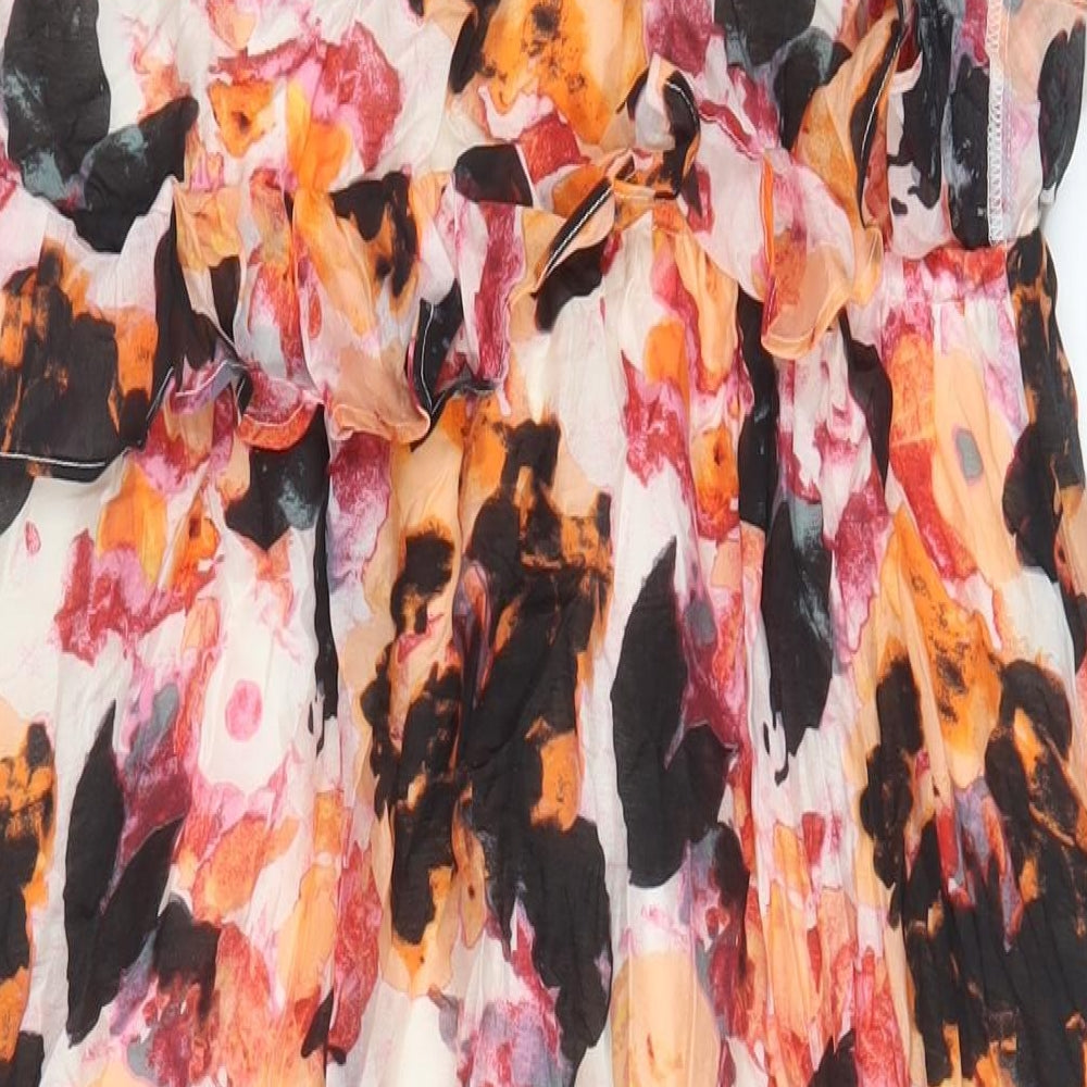 Per Una Womens Multicoloured Geometric Polyamide A-Line Size 14 V-Neck Tie