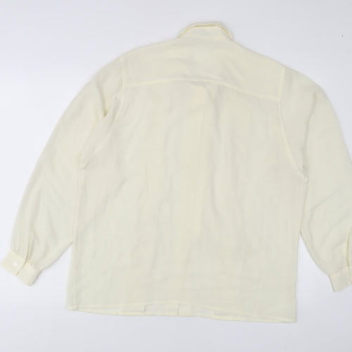 Yarell Womens Ivory Polyester Basic Button-Up Size 12 Collared