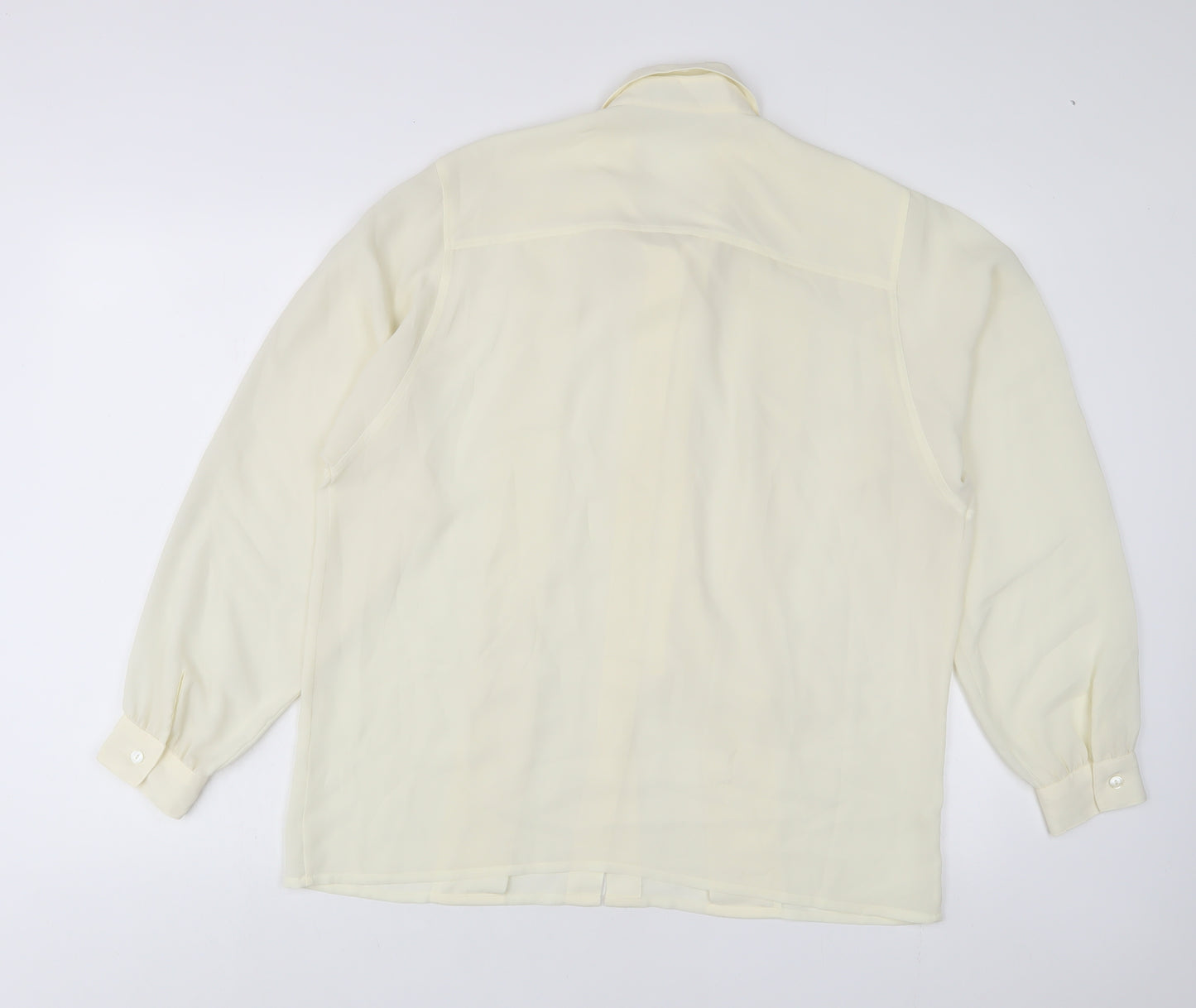 Yarell Womens Ivory Polyester Basic Button-Up Size 12 Collared