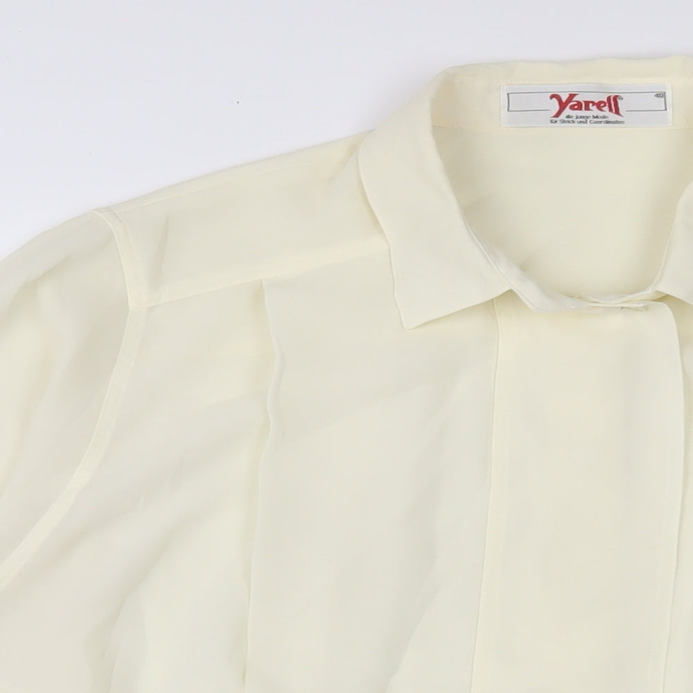 Yarell Womens Ivory Polyester Basic Button-Up Size 12 Collared