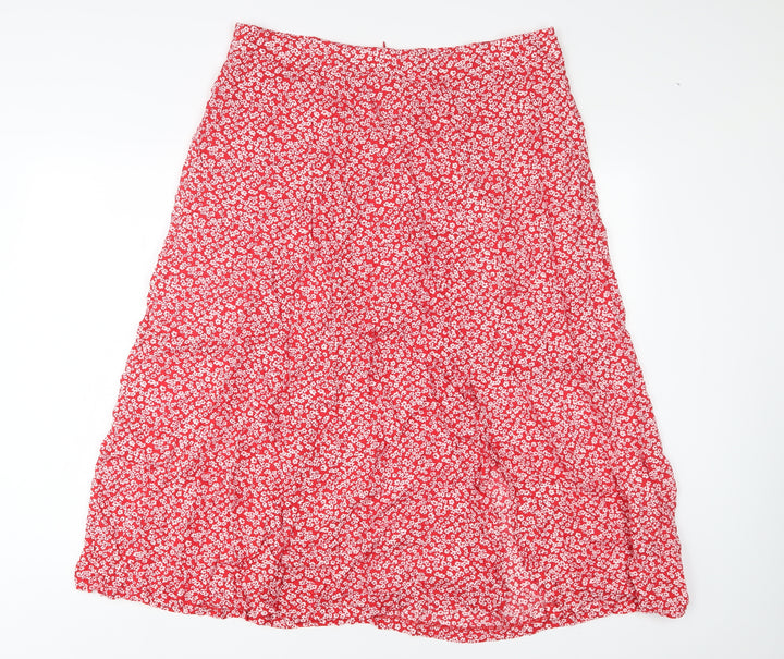 Louche Womens Red Floral Viscose A-Line Skirt Size 34 in Zip