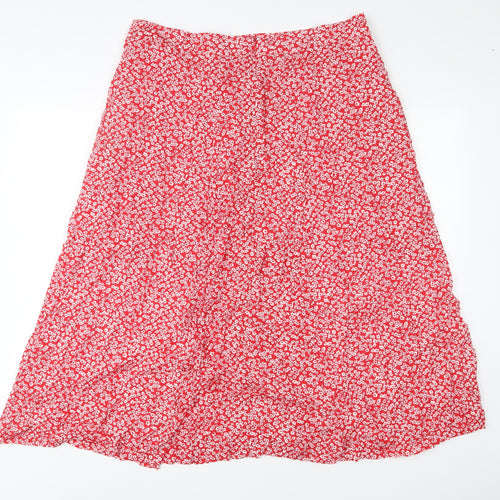 Louche Womens Red Floral Viscose A-Line Skirt Size 34 in Zip