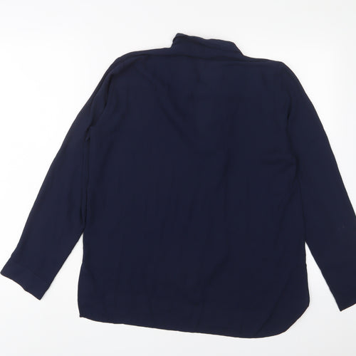 Zara Womens Blue Polyester Basic Blouse Size M V-Neck