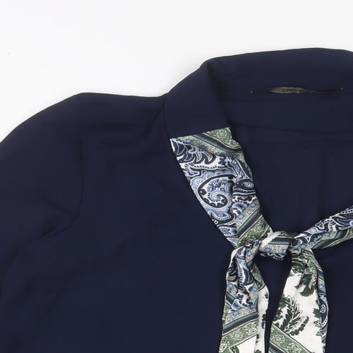 Zara Womens Blue Polyester Basic Blouse Size M V-Neck