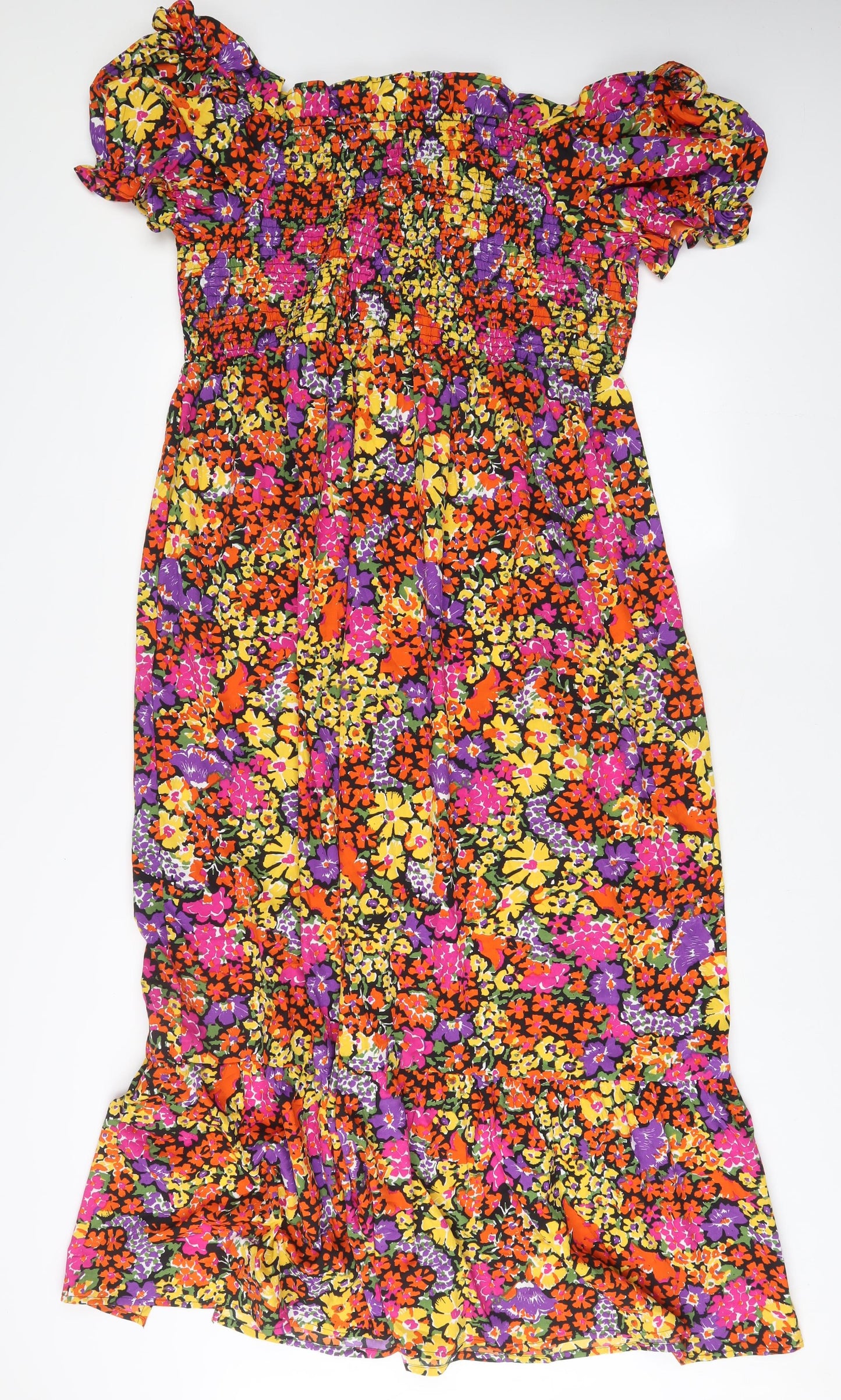 Simply Be Womens Multicoloured Floral Polyester A-Line Size 18 Off the Shoulder Pullover